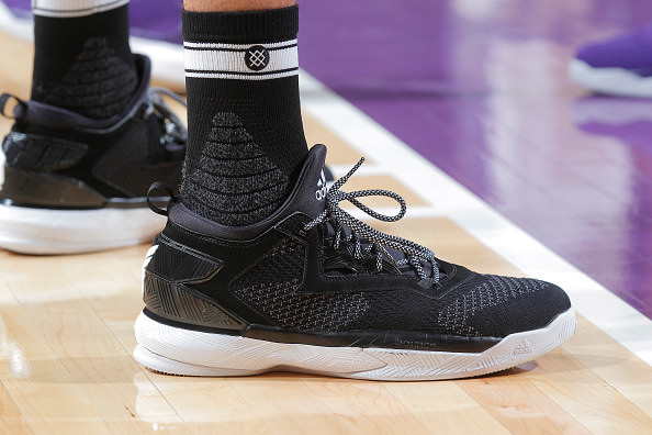 SACRAMENTO, CA - OCTOBER 29: The shoes belonging to Nemanja Bjelica #88 of the Minnesota Timberwolves in a game against the Sacramento Kings on October 29, 2016 at Golden 1 Center in Sacramento, California. NOTE TO USER: User expressly acknowledges and agrees that, by downloading and or using this photograph, User is consenting to the terms and conditions of the Getty Images Agreement. Mandatory Copyright Notice: Copyright 2016 NBAE (Photo by Rocky Widner/NBAE via Getty Images)