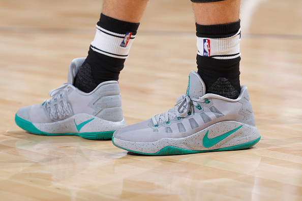 SACRAMENTO, CA - OCTOBER 29: The shoes belonging to Zach LaVine #8 of the Minnesota Timberwolves in a game against the Sacramento Kings on October 29, 2016 at Golden 1 Center in Sacramento, California. NOTE TO USER: User expressly acknowledges and agrees that, by downloading and or using this photograph, User is consenting to the terms and conditions of the Getty Images Agreement. Mandatory Copyright Notice: Copyright 2016 NBAE (Photo by Rocky Widner/NBAE via Getty Images)