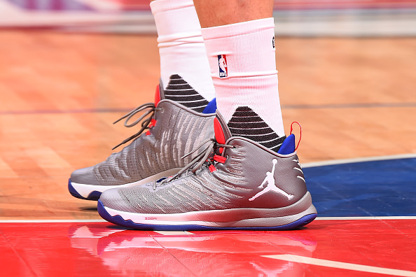 LOS ANGELES, CA - OCTOBER 30: The sneakers of Blake Griffin #32 of the LA Clippers are seen during the game against the Utah Jazz on October 30, 2016 at STAPLES Center in Los Angeles, California. NOTE TO USER: User expressly acknowledges and agrees that, by downloading and/or using this Photograph, user is consenting to the terms and conditions of the Getty Images License Agreement. Mandatory Copyright Notice: Copyright 2016 NBAE (Photo by Andrew D. Bernstein/NBAE via Getty Images)