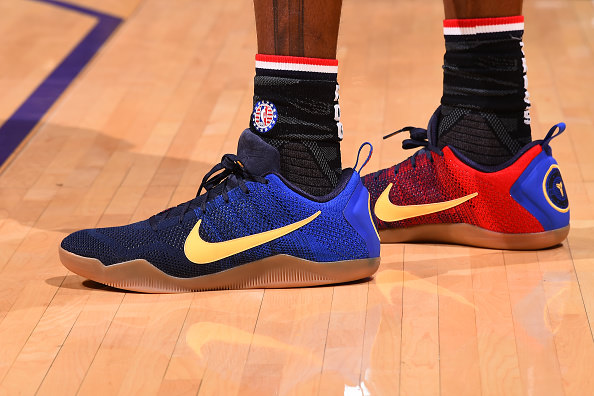 LOS ANGELES, CA - NOVEMBER 04: The shoes of Andre Iguodala #9 of the Golden State Warriors during the game against the Los Angeles Lakers on November 4, 2016 at STAPLES Center in Los Angeles, California. NOTE TO USER: User expressly acknowledges and agrees that, by downloading and/or using this Photograph, user is consenting to the terms and conditions of the Getty Images License Agreement. Mandatory Copyright Notice: Copyright 2016 NBAE (Photo by Andrew D. Bernstein/NBAE via Getty Images)