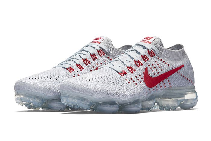 Nike Vapormax Pure Platinum/University Red