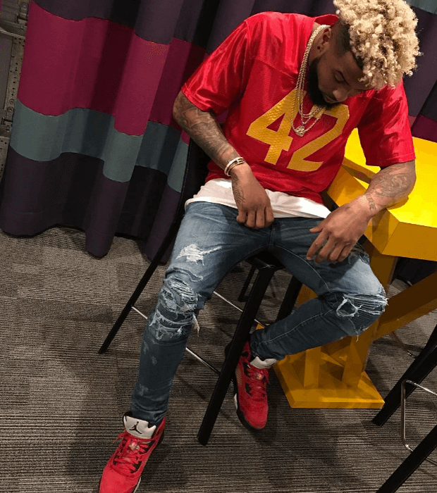 Odell Beckham Jr. in the Air Jordan 5 "Raging Bull"