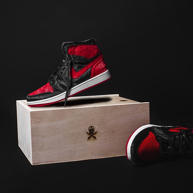 Air Jordan 1 Banned Pony Hair Custom by The Shoe Surgeon