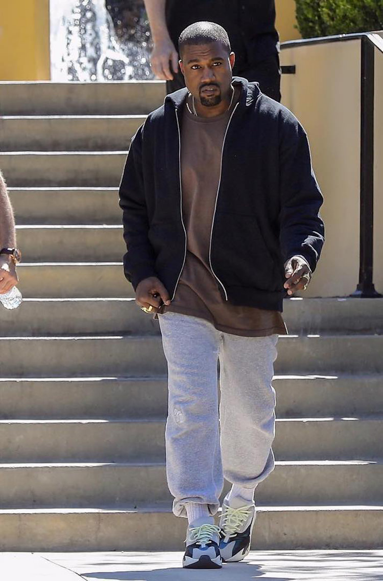 Kanye West in the adidas Yeezy Boost 700