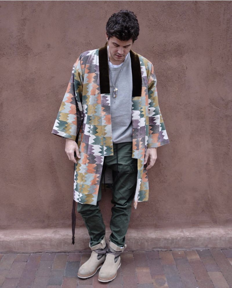 John Mayer's robe counts as an easy six-pointer, followed by his visvim Industrial boots at two with a basic pair of cargos and crewneck at one a piece.