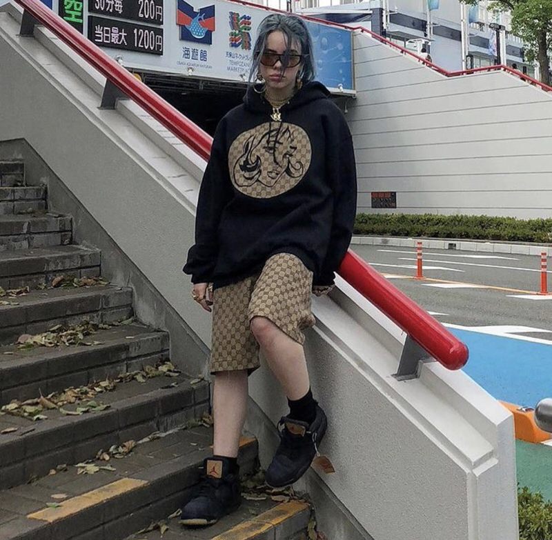 Match your monogram. Billie Eilish wears the Levi's x Jordan 4.