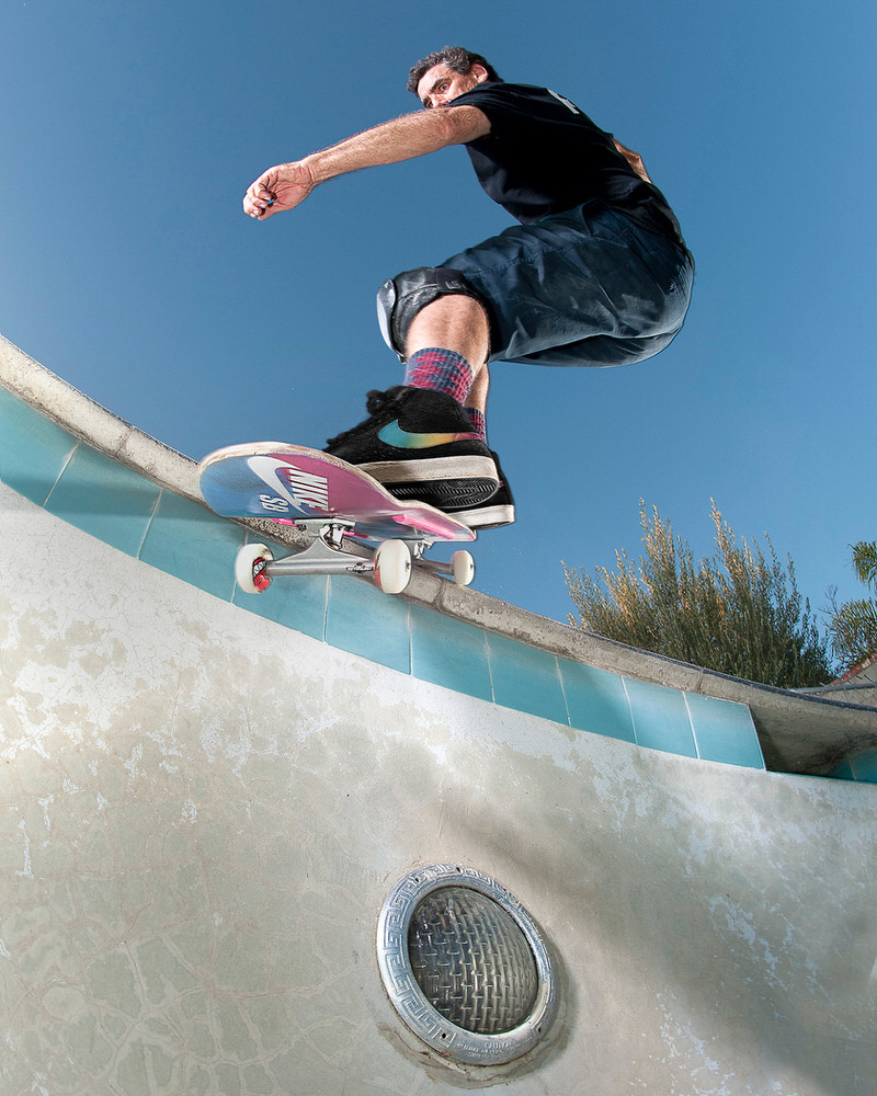 They look just as good from the streets as they do poolside. Lance Mountain skating a signature pair of Blazers.