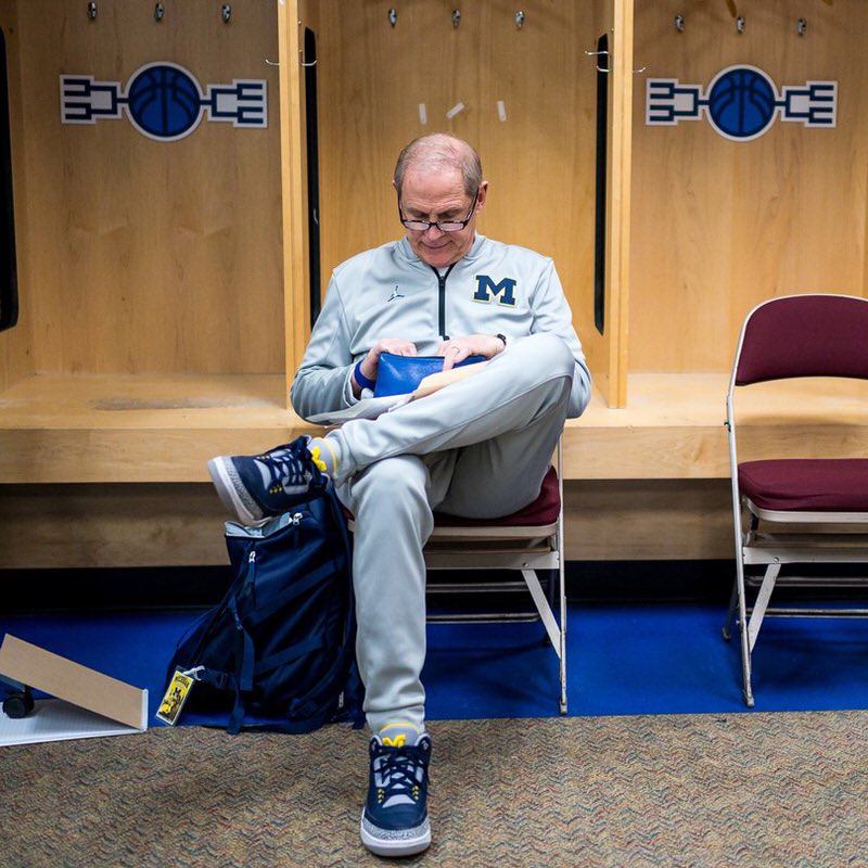 John Beilein in the Air Jordan 3 "Michigan PE"