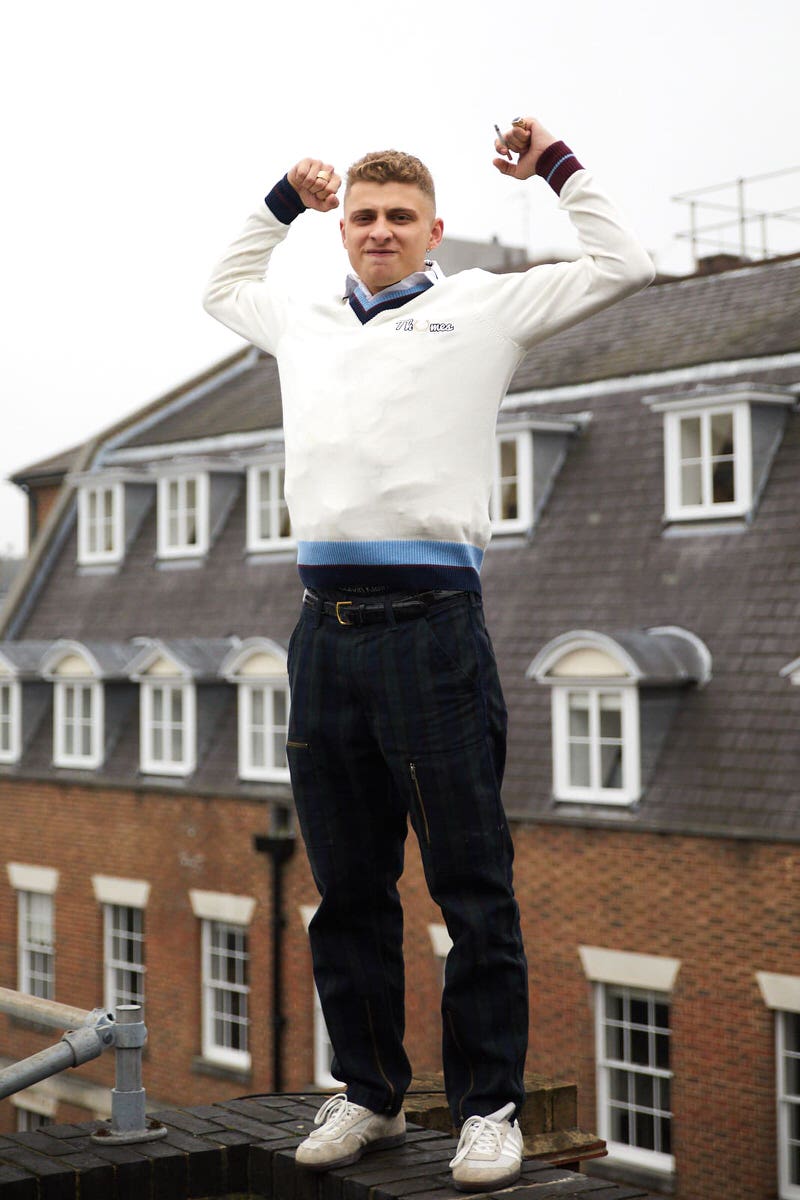 Blondey McCoy celebrating his Thames x Fred Perry collection.