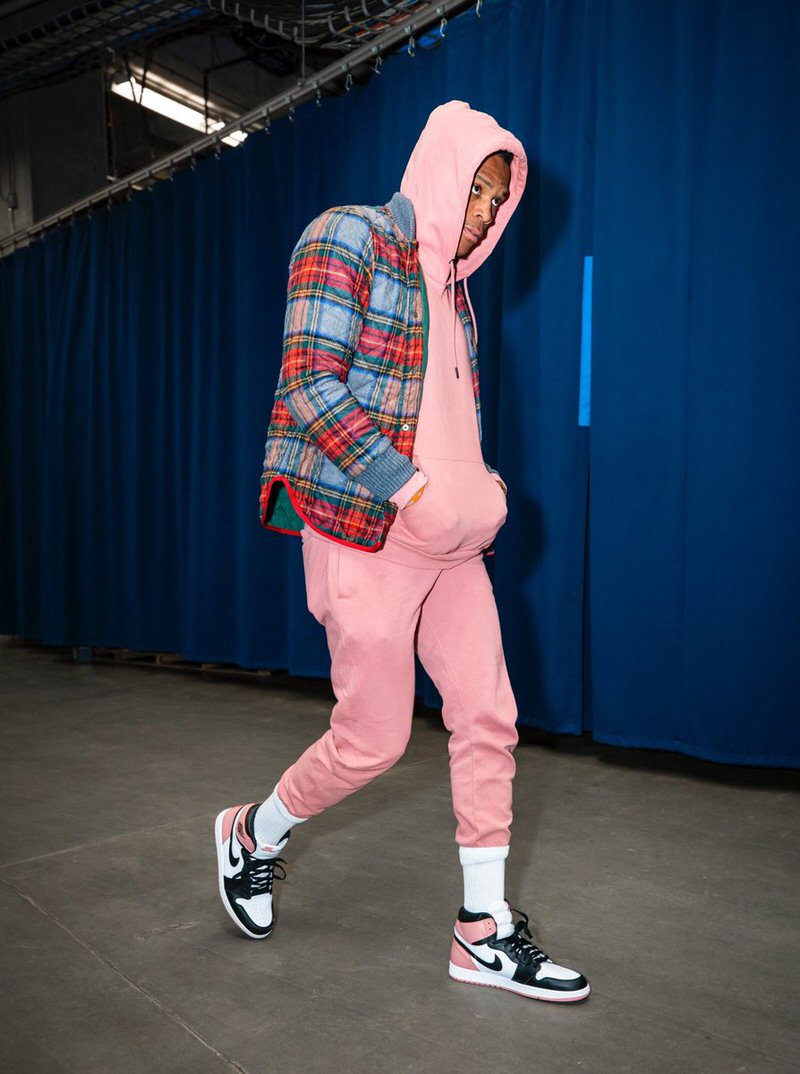 Russell Westbrook in the Air Jordan 1 Retro High OG "Rust Pink"