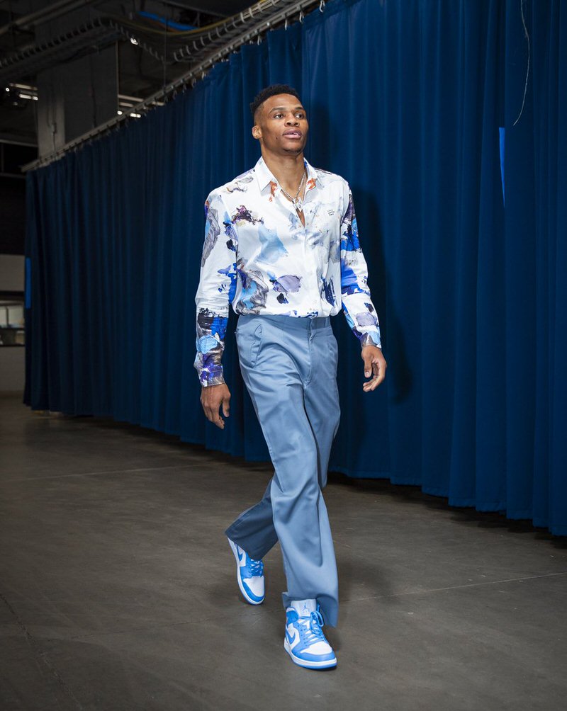 Russell Westbrook in the Air Jordan 1 Mid "UNC"