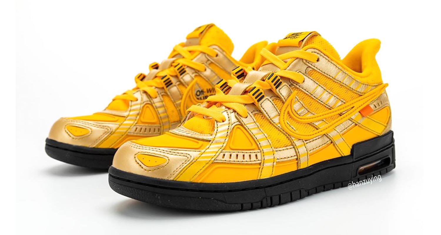 Off-White x Nike Air Rubber Dunk "University Gold" CU6015-700