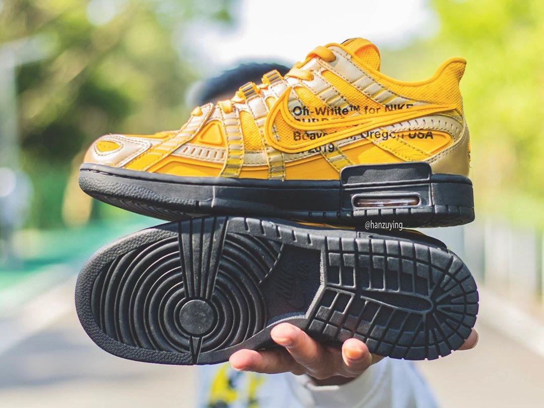 Off-White x Nike Air Rubber Dunk "University Gold" CU6015-700