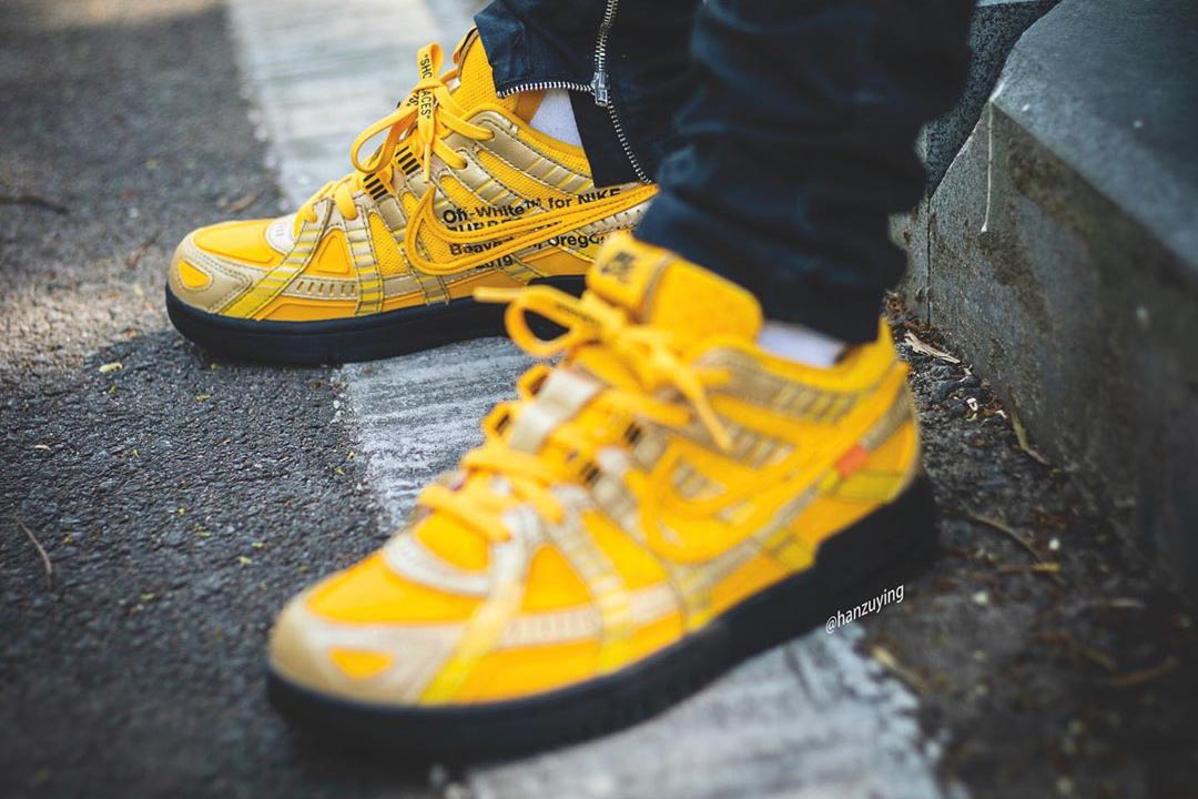 Off-White x Nike Air Rubber Dunk "University Gold" CU6015-700