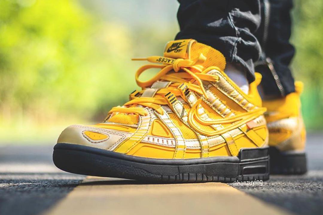 Off-White x Nike Air Rubber Dunk "University Gold" CU6015-700