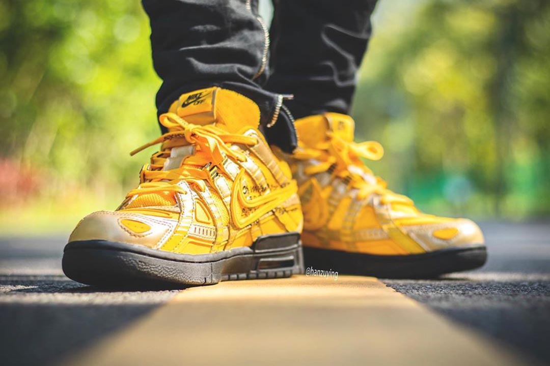 Off-White x Nike Air Rubber Dunk "University Gold" CU6015-700