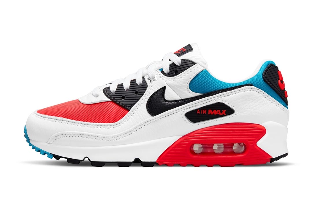 Nike Air Max 90 WMNS White / Black / Bright Crimson / Laser Blue