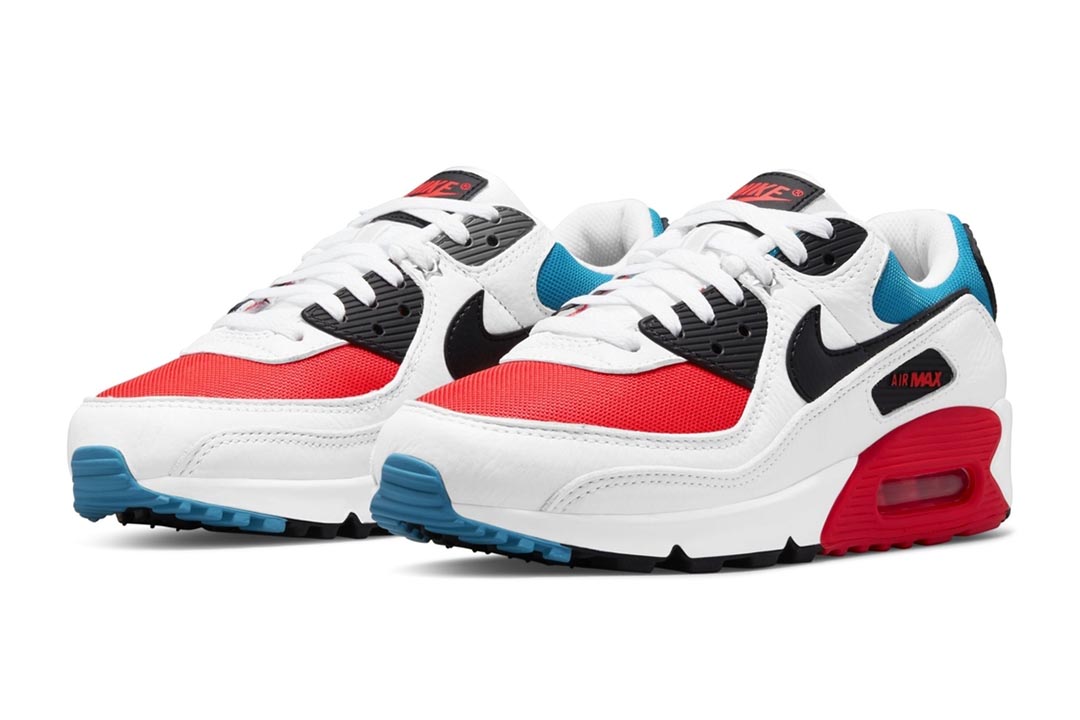 Nike Air Max 90 WMNS White / Black / Bright Crimson / Laser Blue