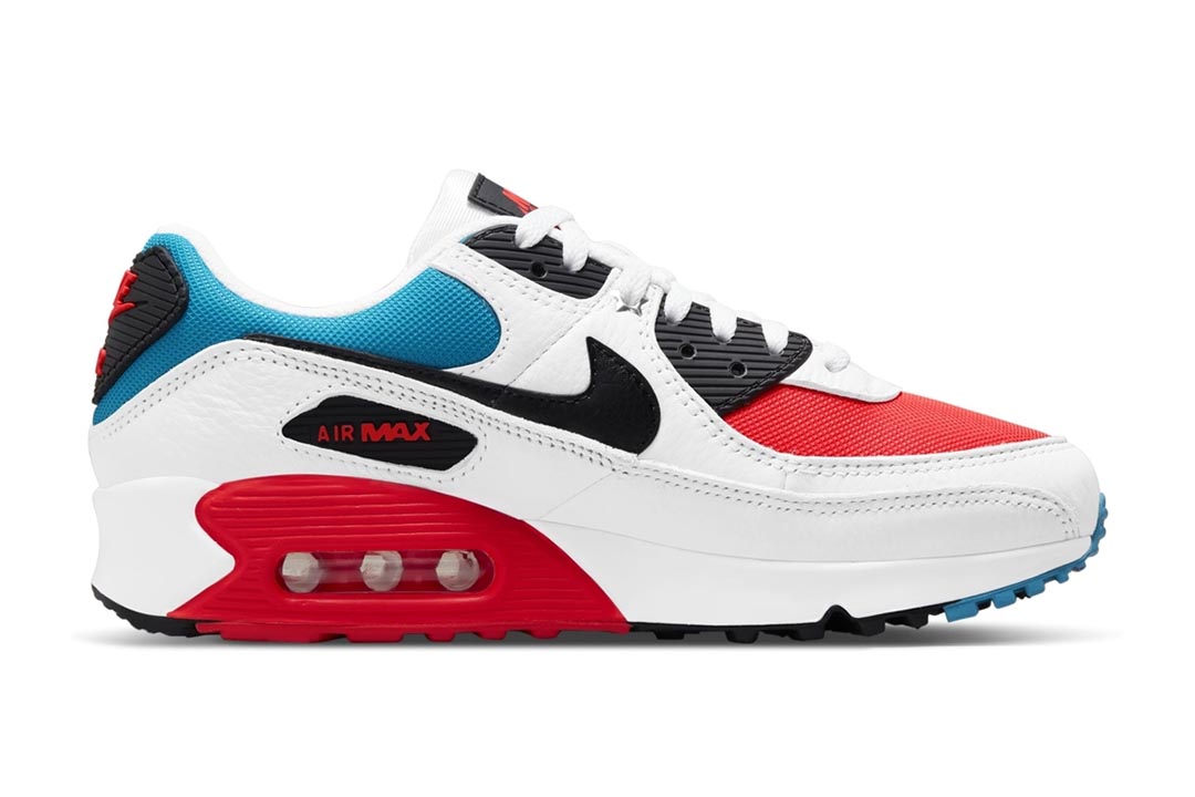 Nike Air Max 90 WMNS White / Black / Bright Crimson / Laser Blue