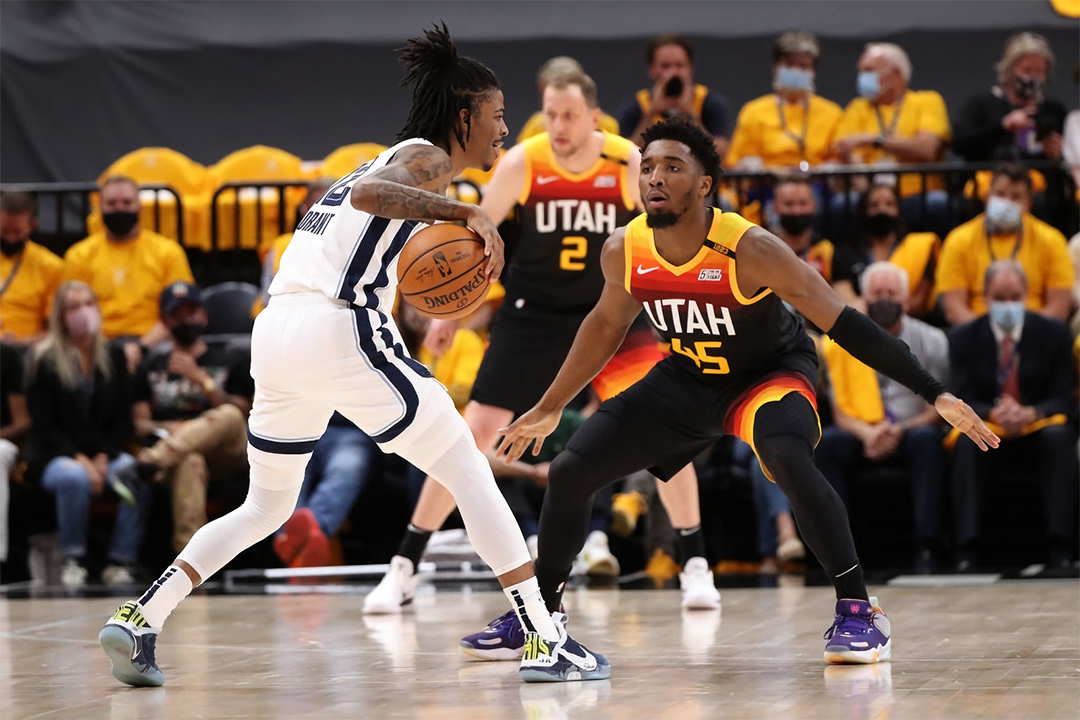 Ja Morant in a custom Nike Adapt BB and Donovan Mitchell in the adidas D.O.N. Issue #3