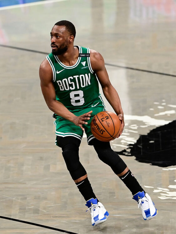 Kemba Walker in the Air Jordan 35 PE inspired by the Air Jordan 5 Laney