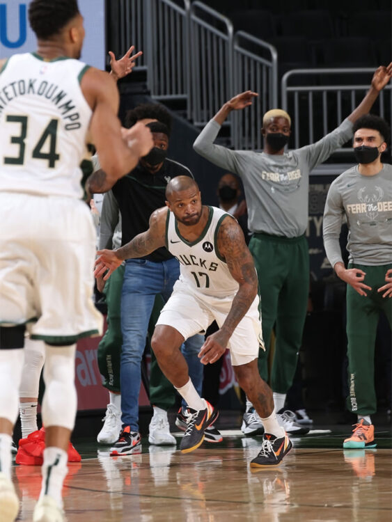 P.J. Tucker in the Nike Zoom Kobe VI PE "Donetsk Tigers" inspired by his time playing basketball in Ukraine