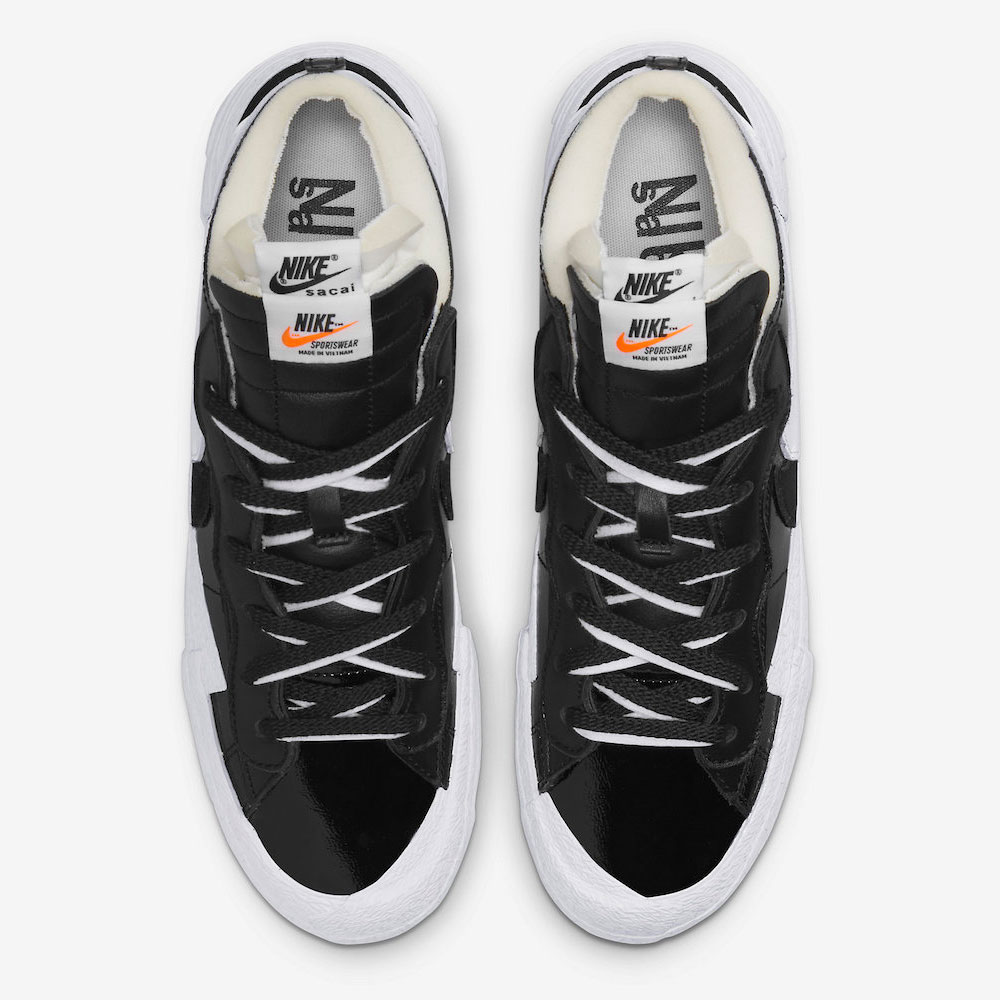 sacai x Nike Blazer Low "Black Patent" DM6443-001