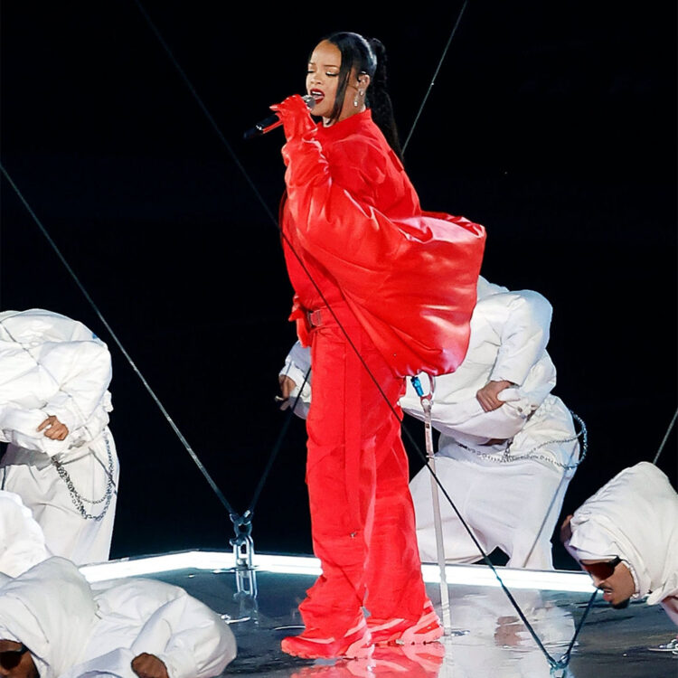 Rihanna wears MM6 Maison Margiela x Salomon Cross Low for Super Bowl 57 Halftime Show