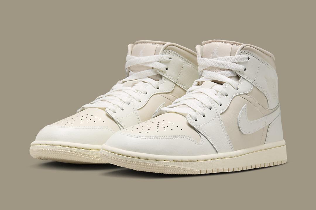 Air Jordan 1 Mid "White/Light Tan" BQ6472-201